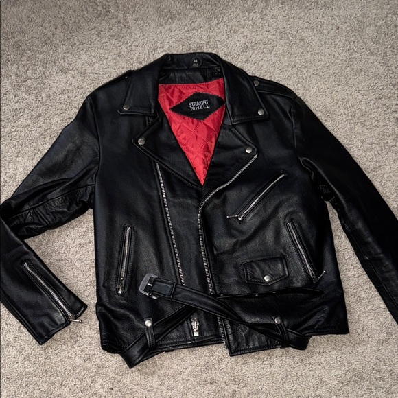 Straight To Hell Other - SOLD  Straight To Hell Black Biker Jacket with Red Lining